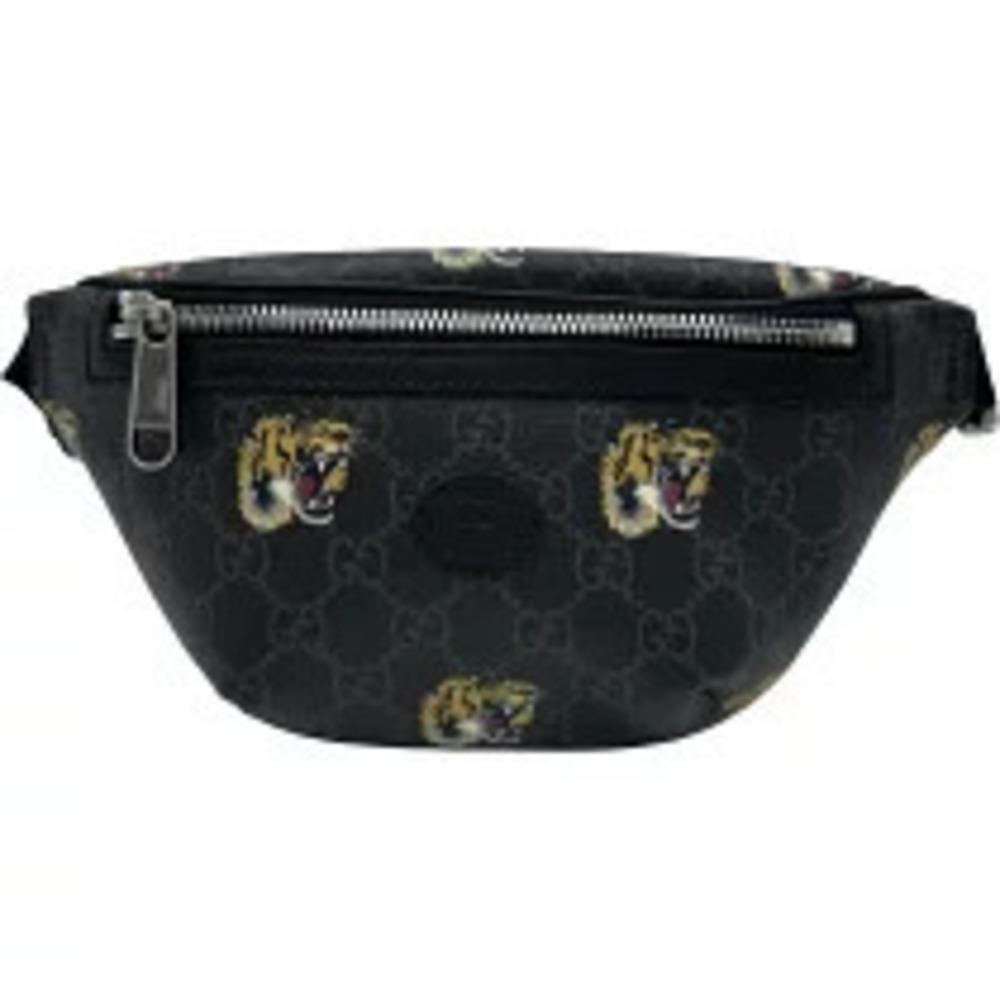 Gucci GG Supreme Tiger Body Bag Black Canvas Waist